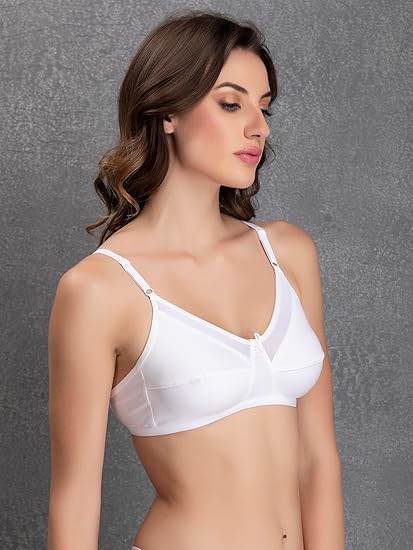 Clovia Cotton Solid Non-Padded Full-Cup Everyday Bra – Wire-Free, White